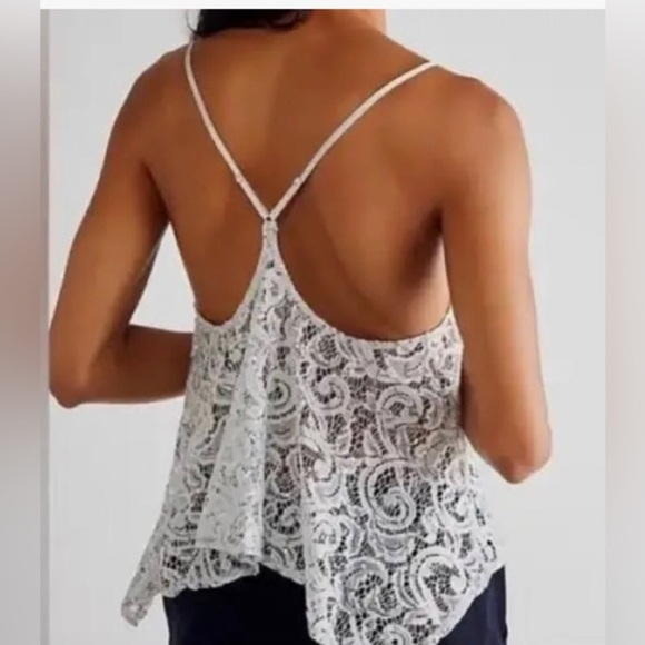 Free People Intimately Free Best Idea silver Lace Sequin Cami top size small - Picture 3 of 4